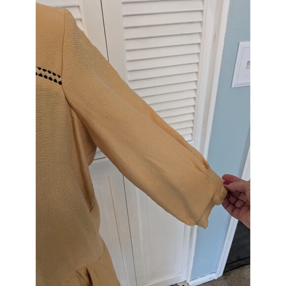 Zara Basic Dress Womens M Yellow Peasant Flowy Boho Boxy Fit Mini Cottagecore - Picture 4 of 16